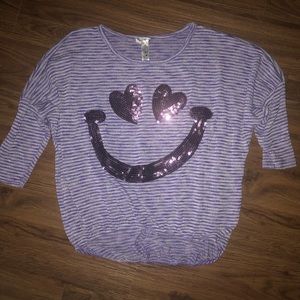 Kiddo by Katie Striped 3/4 Batwing Sequined Top Girl’s Small S Banded Bottom